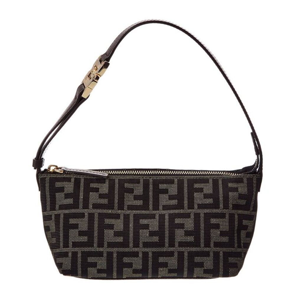 Fendi Ff Jacquard & Leather Vanity Pouch, Brown